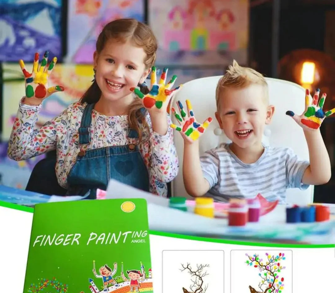 Fingermålning Set – 25 färger + målarbok